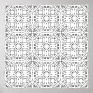 Utsmyckad blomsterplatt symmetri mönster konst des poster