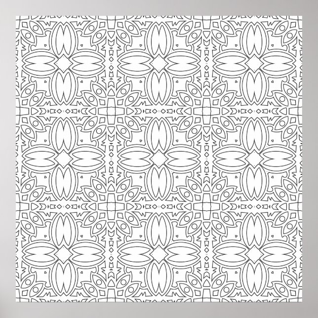 Utsmyckad blomsterplatt symmetri mönster konst des poster (Framsidan)