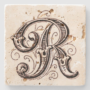 Utsmyckad brun Monogram` R', Underlägg Sten