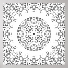 Utsmyckad cirkulär motiv Mandala-färgning Designko Poster