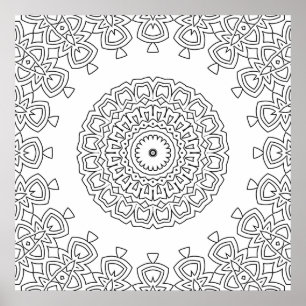 Utsmyckad cirkulär motiv Mandala-färgning Designko Poster