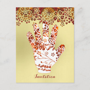 Utsmyckad dekorerad Mehndi Henna räcker design Inbjudningar