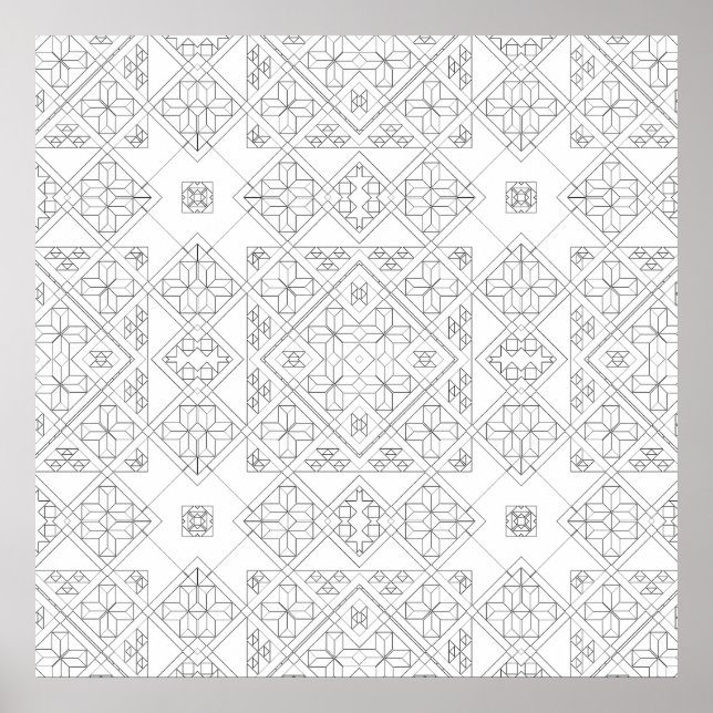 Utsmyckad diamontilmandala-mönster för färgläggnin poster (Framsidan)