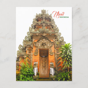 Utsmyckad dörr i Ubud, Bali, Indonesien Meddelande Vykort