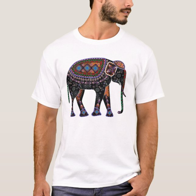 Utsmyckad elefant tee (Framsida)