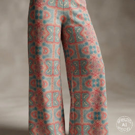 Utsmyckad etniskt indisk boho teal korallröd manda tyg