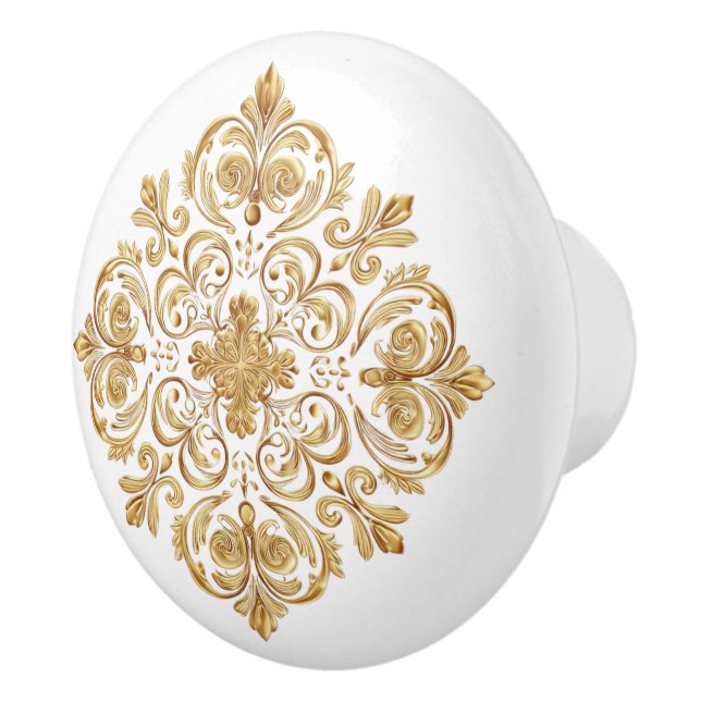 Utsmyckad Fleur de Lis Guld Blommig Knopp (Höger)