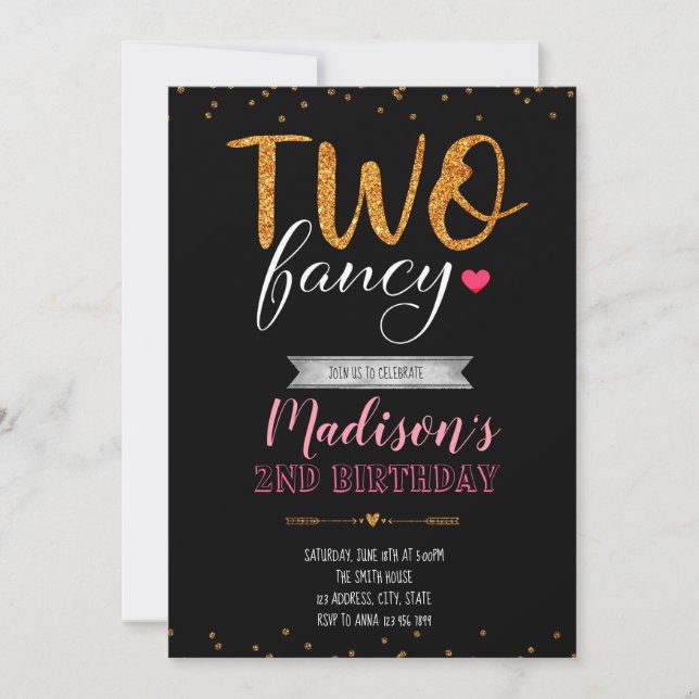 Utsmyckad födelsedagsfest inbjudan två (Framsida)