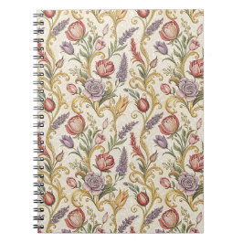 Utsmyckad fransk vintage blomster rullmönster kons anteckningsbok
