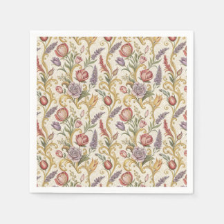 Utsmyckad fransk vintage blomster rullmönster kons pappersservett