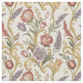 Utsmyckad fransk vintage blomster rullmönster kons tyg