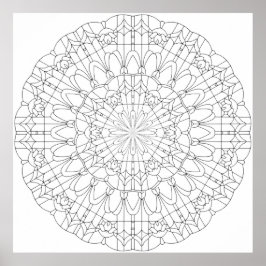 Utsmyckad Gitterblomma Mandala med Blommig Geometr Poster