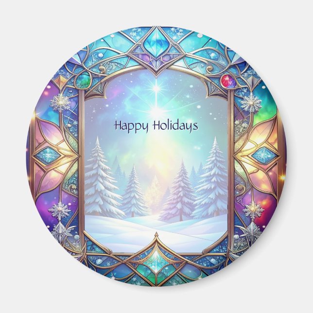 Utsmyckad glasmålningsholidaymagnet magnet (Framsidan)