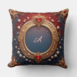 Utsmyckad guldram med hjärtformad ädelsten kudde