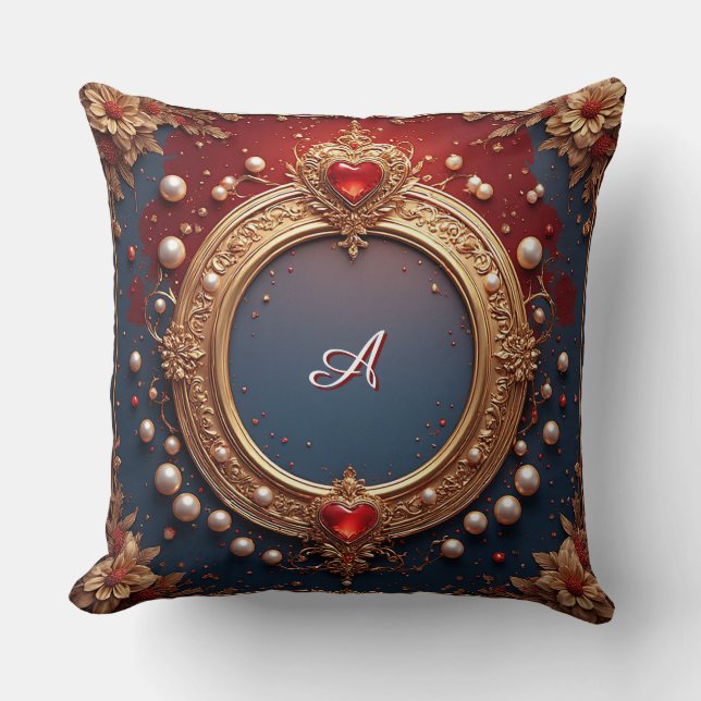 Utsmyckad guldram med hjärtformad ädelsten kudde (Framsida)