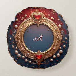 Utsmyckad guldram med hjärtformad ädelsten rund kudde