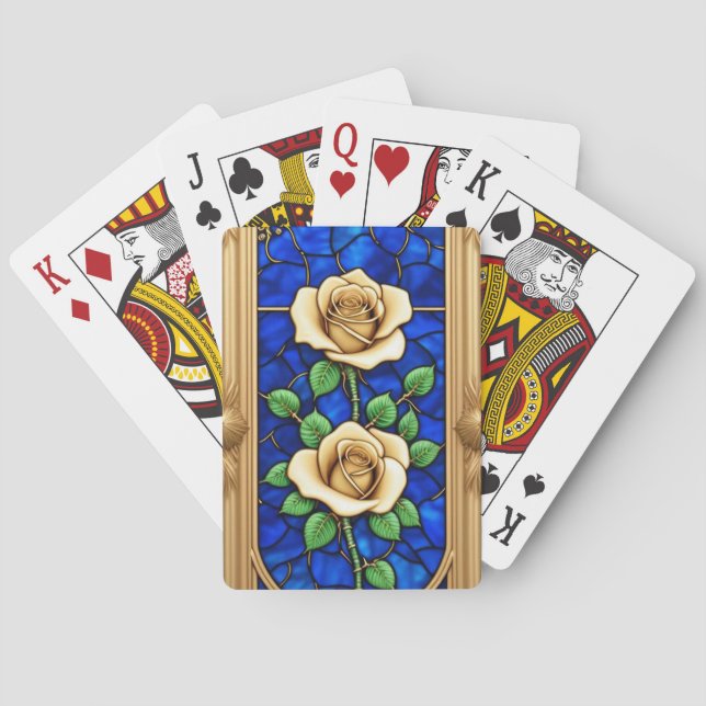 Utsmyckad guldrös konst casinokort (Baksidan)