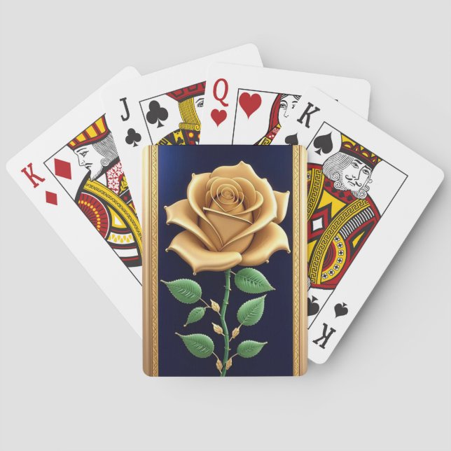 Utsmyckad guldrös konsthantverk casinokort (Baksidan)