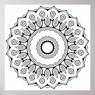 Utsmyckad Halo Mandala med Lagerflödesmotiv Konst Poster