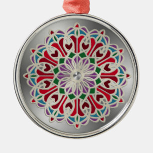 Utsmyckad Juvel Mandala Blomma Julgransprydnad Metall