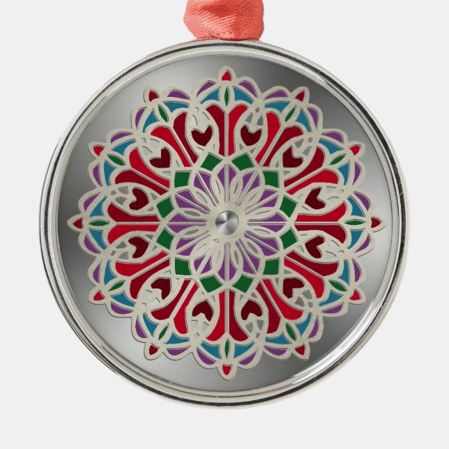 Utsmyckad Juvel Mandala Blomma Julgransprydnad Metall (Framsidan)