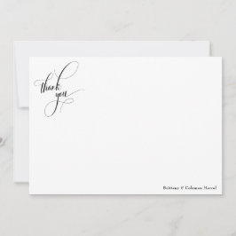 Utsmyckad kalligrafi Enkel svart-vit Tack Kort