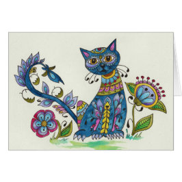 Utsmyckad katt hälsningskort