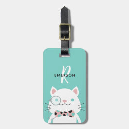 Utsmyckad katt med monogramen för Monocle | Bagagebricka