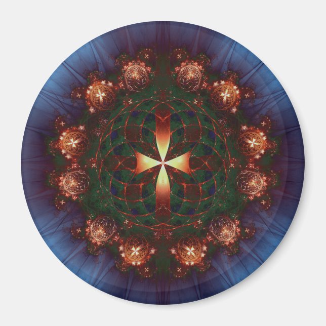 Utsmyckad korsmandala magnet (Framsidan)