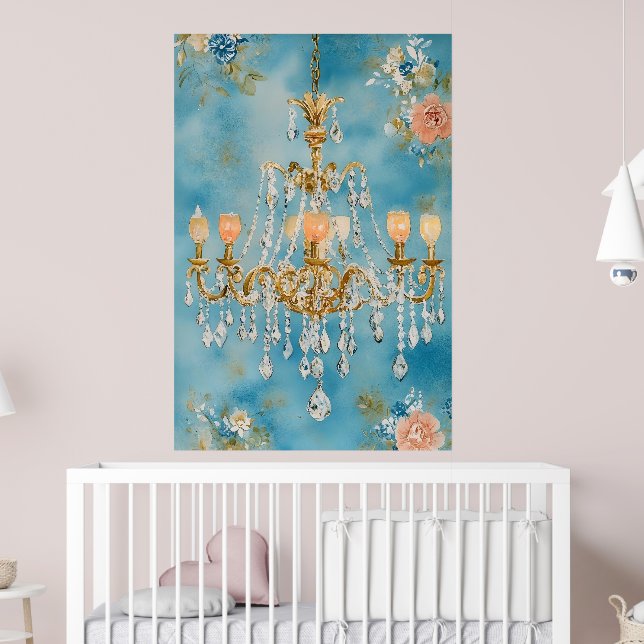 utsmyckad kristallkrona med en antika guldtoner poster (Barnkammare 2)