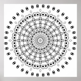 Utsmyckad Lager-Mandala med Blad- och Klotdetaljer Poster