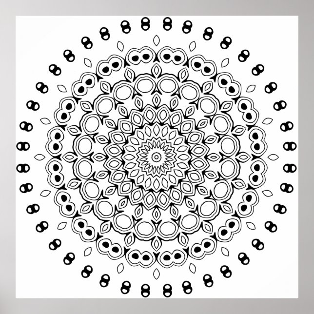 Utsmyckad Lager-Mandala med Blad- och Klotdetaljer Poster (Framsidan)