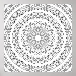 Utsmyckad Lager-Mandala med Skalformad Ringdetalj Poster