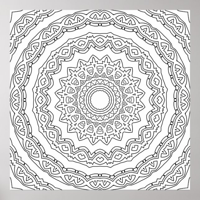 Utsmyckad Lager-Mandala med Skalformad Ringdetalj Poster (Framsidan)