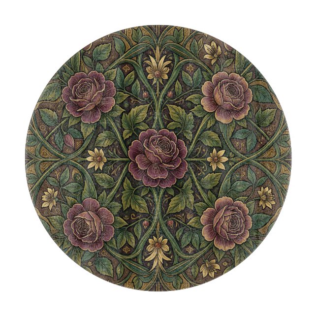 Utsmyckad lila ros William Morris stil blom-  (Framsidan)