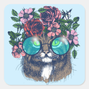 Utsmyckad Maine Coon Fyrkantigt Klistermärke