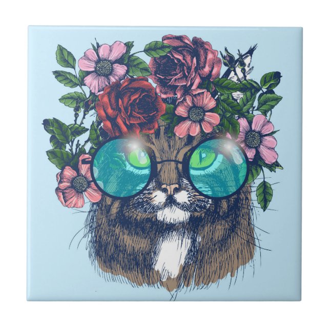 Utsmyckad Maine Coon Kakelplatta (Framsidan)