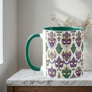 Utsmyckad Mardi Gras-mask Dekorativ Fleur De Lis-k Mugg
