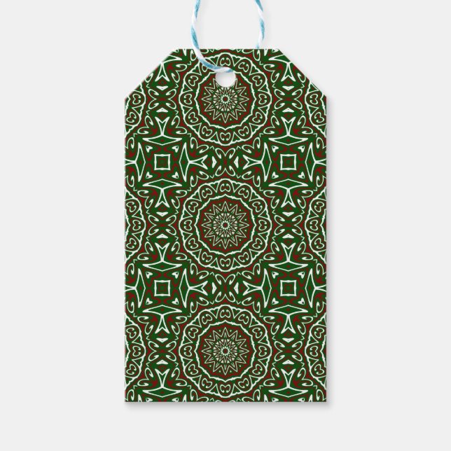 Utsmyckad Maximalistisk Groovy Jul Mandala Mönster Presentetikett (Framsidan)