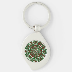 Utsmyckad Maximalistisk Groovy Jul Mandala Mönster Swirl Silverfärgad Nyckelring