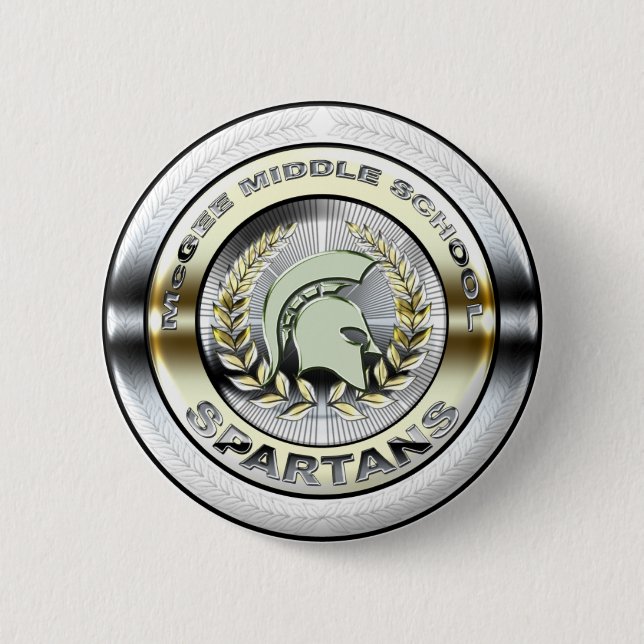 Utsmyckad metallisk spartansk logotyp #1 knapp (Framsida)