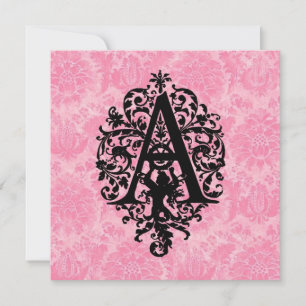 Utsmyckad monogram A Inbjudningar