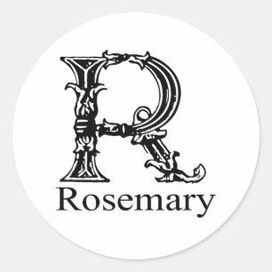 Utsmyckad Monogram: Rosmarinar Runt Klistermärke