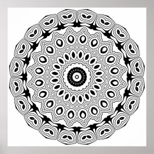Utsmyckad oval motiv mandala färgsida design poster