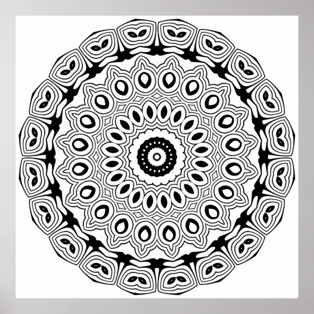 Utsmyckad oval motiv mandala färgsida design poster (Framsidan)