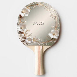 Utsmyckad pingisbordtennisracket med vita blommor pingisracket