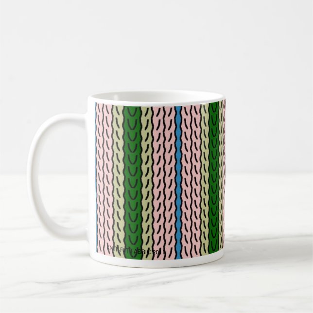 Utsmyckad randmugg - rosa/grönt kaffemugg (Vänster)