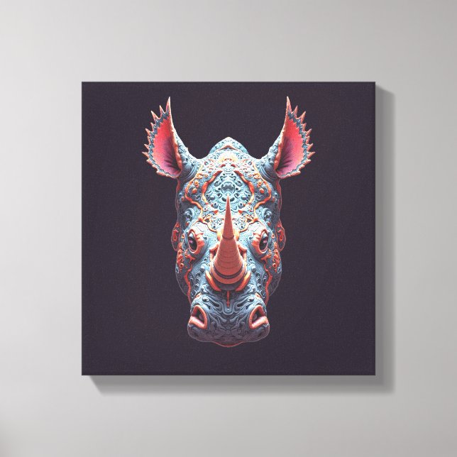 Utsmyckad Rhono-porträtt - Psykedelisk ande-mask Canvastryck (Framsida)