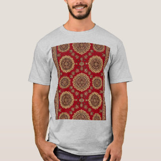 Utsmyckad röd medaljong vintage mattmönster t shirt
