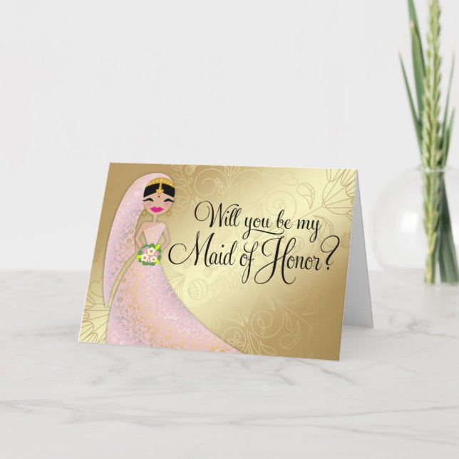 Utsmyckad rodna rosa DressBrunette för Henna 311 Inbjudan (Framsida)